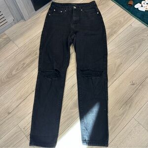 Nasty Gal Black Distressed Boyfriend Jeans
